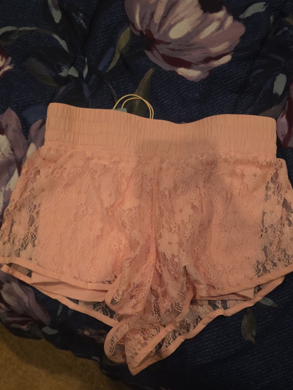 Altar'd State Peach Pink Lace Athletic Shorts